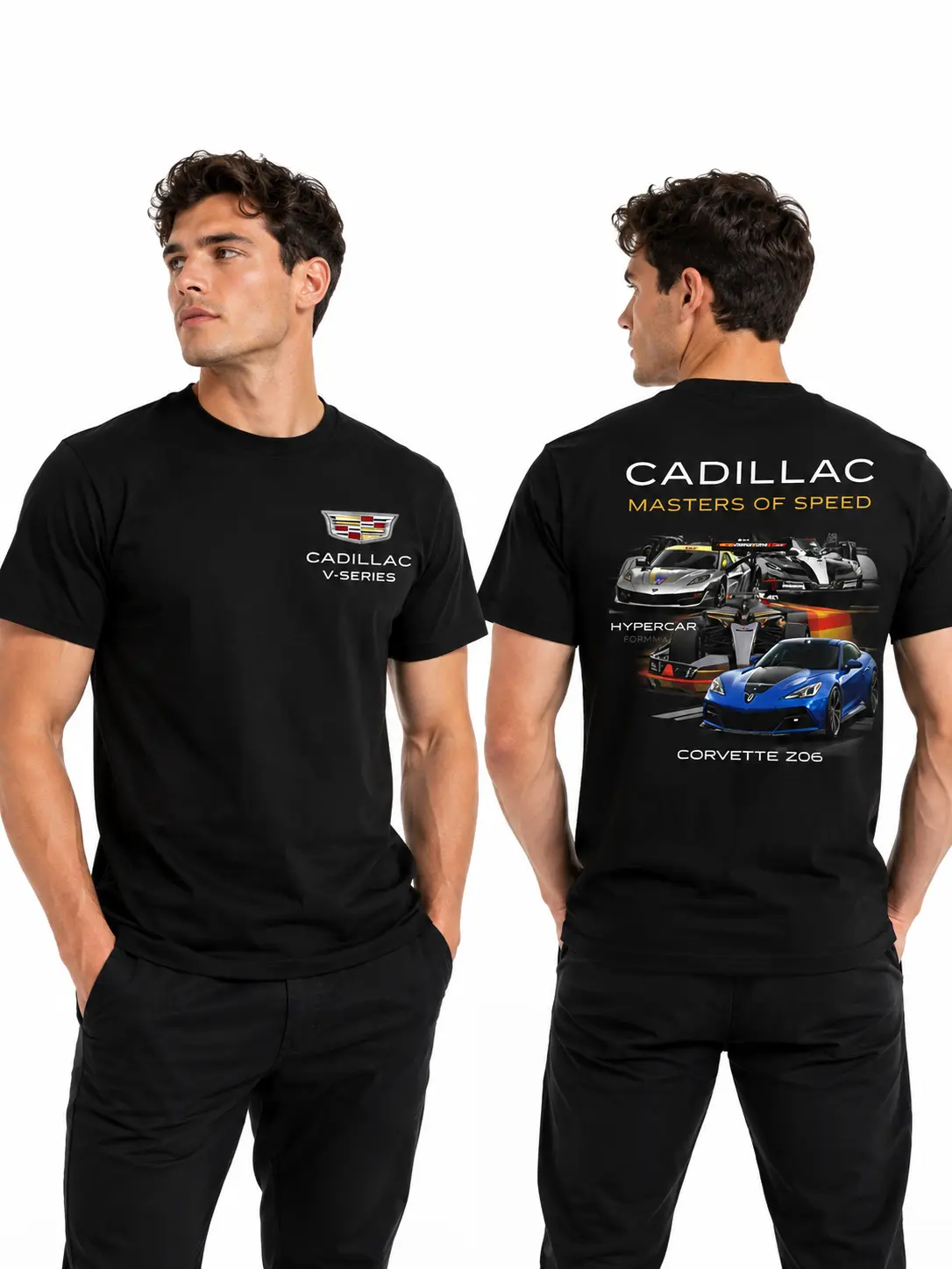 Cadillac V Series Performance Car Graphic T Shirt Masters of Speed Double Sided Tee