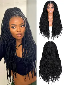 MURAMURA Full Lace Faux Locs Braided Wigs for Black Women,Faux Locs Braid Wig With Baby Hair,Full Double Lace Front Crochet Butterfly Braided Wig, Soft Knotless Synthetic Lace Frontal Twist Wig