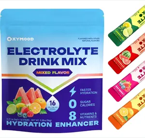 Sugar Free Electrolytes Powder Packets - Salty High Sodium Hydration Packets, Electrolytes Drink Mix for Fitness Enthusiasts & Outdoor Workers, Calories Free(Variety 16 Sticks)