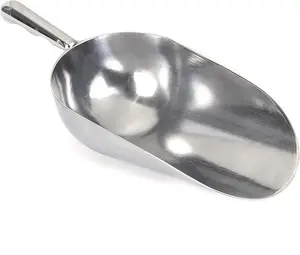 Heavy-Duty Cast Aluminum Kitchen Scoop - Rust-Proof, Ergonomic S-Handle Ice Cube Endurance Scoopfor Ice, Candy, Popcorn, Coffee Beans, Flour & Pet Food - Commercial-Grade Durable Design (L（24oz）)
