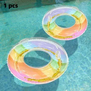 Inflatable Sequin Swimming Ring, UV Protection Pool Floats for Kids and Adults, Multiple Colors and Sizes, Inflatable Circle, Beach Lake Pool Party