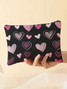 Heart-Shaped Snack Bag for Travel, Perfect for Organizing Cosmetics and Emergency Snacks, Ideal Gift for Friends & Sisters, Stylish Travel Organizer for Valentine's Day, Zipper Pouches