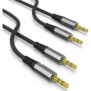 2 Pack AUX , (6.6ft/2m, Hi-Fi Sound) 3.5mm TRS Auxiliary Audio  Nylon Braided Cord Compatible with , Stereos,Speaker,iPod iPad,Headphones,,Echo Dot, (Grey)