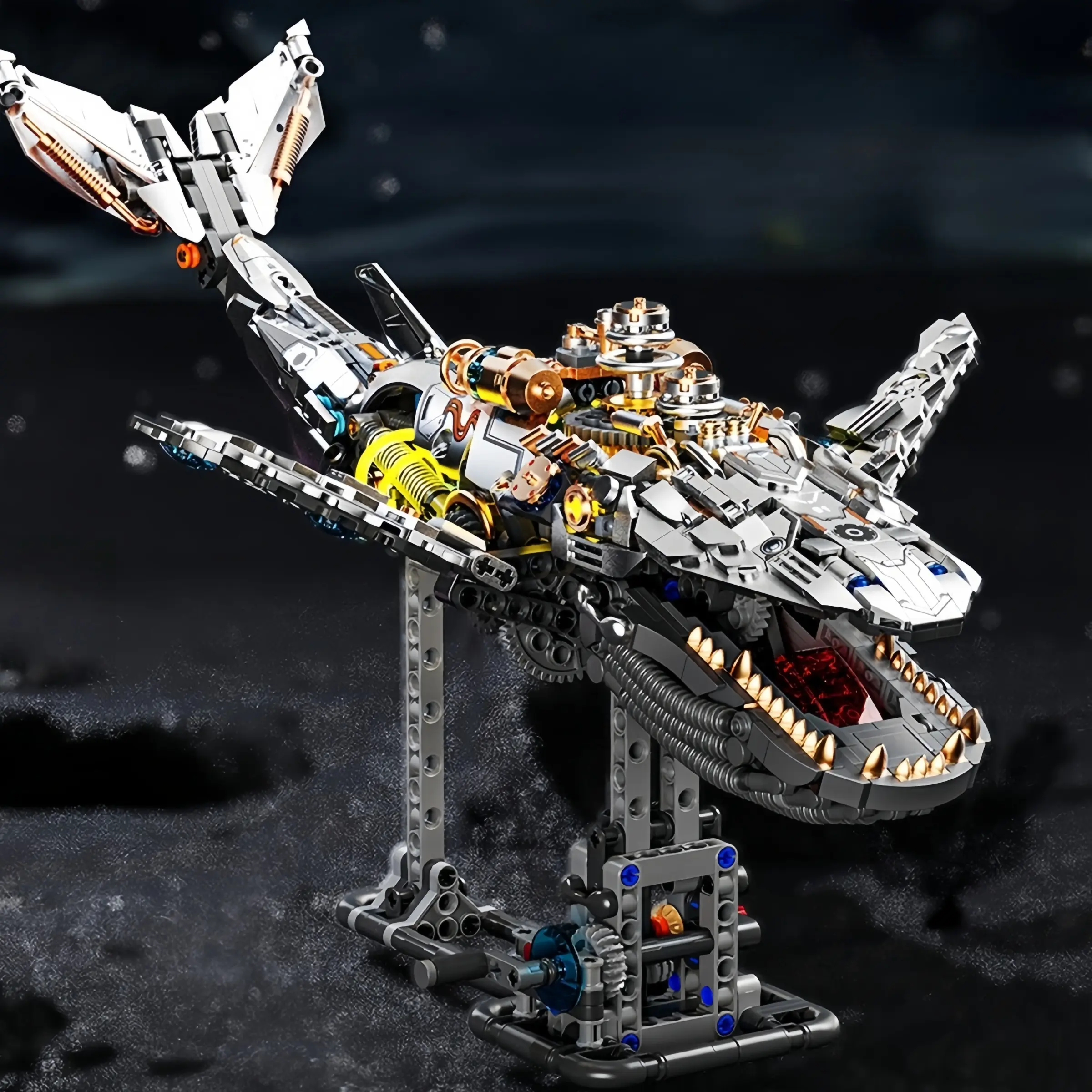 Mechanical Whale Metal Building Blocks, Creature Block Kit, Animal Model 888-1439pcs, Glowing Metal Pieces, Educational Toy for Boys, Christmas Birthday Gift
