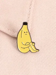 Cute Lazy Emo Banana Man Enamel Pin Goofy Design Absurd Funny Cartoon Alloy Brooches Lapel Backpack Badge Fashion Jewelry Accessories Gifts for Friends