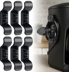 6 Pack Appliance Cord Organizer Stick-On Kitchen Cord Winder for Mixer Air Fryer Blender Coffee Maker Cable Holder Black Durable Flexible Material