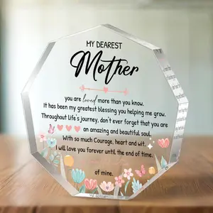 Acrylic Mother's Day Ornament, Creative Transparent Acrylic Plaque, Commemorative Decoration for Home Office Desk