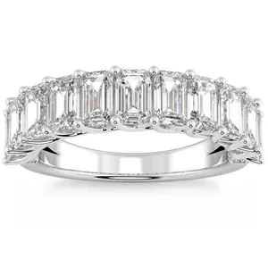 3.60Ct Emerald Diamond U-Prong Wedding Anniversary Ring 14k Gold Lab Grown