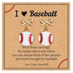 Virelyn B Baseball Earrings for Women Baseball Mom Accessories Essentials Bow Stud Earrings Jewelry Gifts for Sport Lovers Game Day Shirts Women