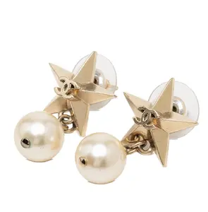 Pre-owned CHANEL 1 Small Leather Goods gold plated earrings GZ