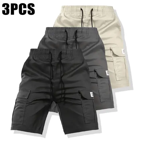 Men's Loose-Fitted Plain Glossy Textured Woven Polyester Pocketed Shorts - Menswear for Daily Athletic Casual Wear, Casual Polyester Shorts