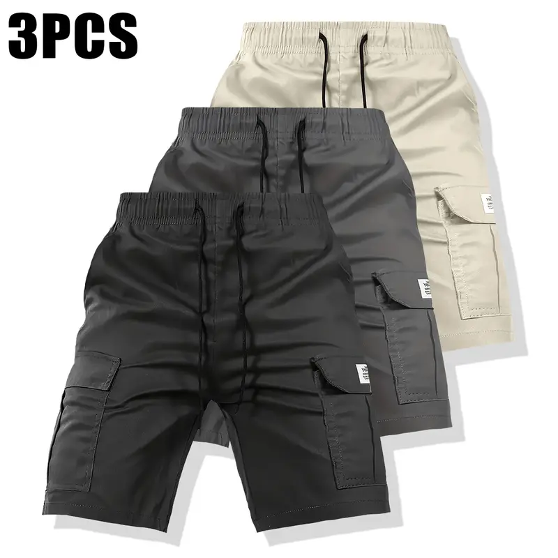 Men's Loose-Fitted Plain Glossy Textured Woven Polyester Pocketed Shorts - Menswear for Daily Athletic Casual Wear, Casual Polyester Shorts