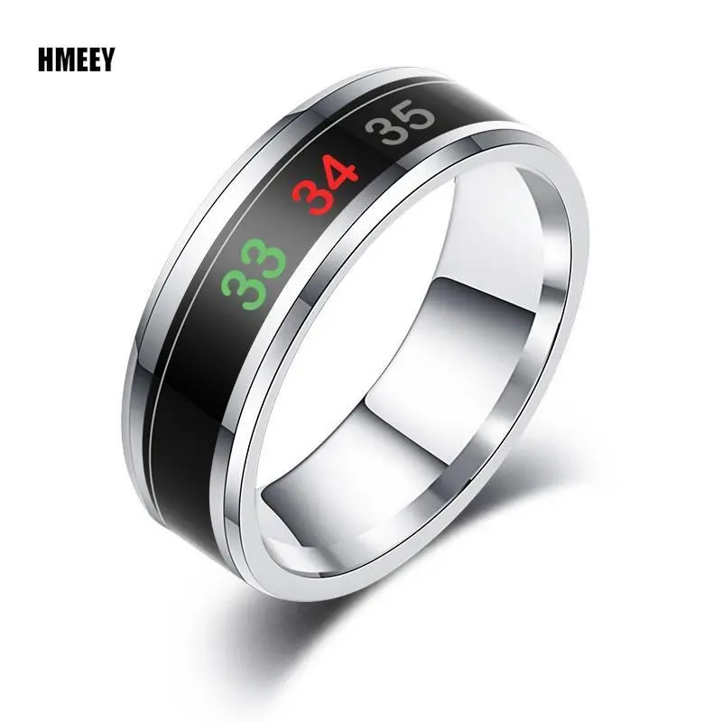 HMEEY Smart Stainless Steel Multifunctional Ring For Couples Mood Changes Color From Waterproof Body Temperature Measuring Ring