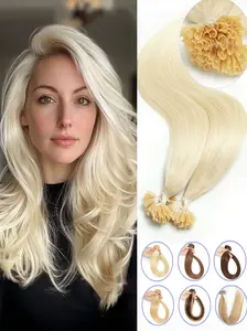 Nail Tip Human Hair Extension, Pre-bonded Cold Fusion, Smooth Utip Human Hair Hair Keratin, Women's Real Hair Pieces, 30.48-55.8 cm, 30strands/30g/pack, Multiple Color Options, Suitable for European and American Women