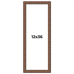 12x36 Brown Modern Bamboo Picture Frame - UV Acrylic, Foam Board Backing, Hanging Hardware