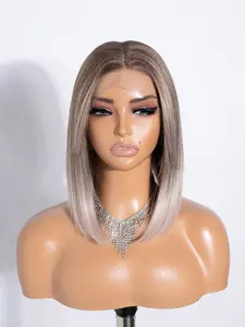 Classic Short Straight Bob Synthetic Lace Wig, Lace Frontal Wigs, Frontal Hand-Tied Lace, Suitable for Women, Perfect for Summer Vacation and Daily Use