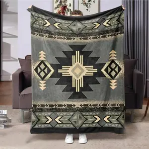 Navajo Style Blanket, 1 Count Ethnic Geometric Pattern Soft Cozy Throw Blanket, Warm Nap Blanket for Home Office Camping Travel, Soft Lightweight Blanket  Funny and quirky
