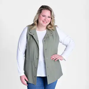 Christopher & Banks Cinched Waist Snap Front Vest