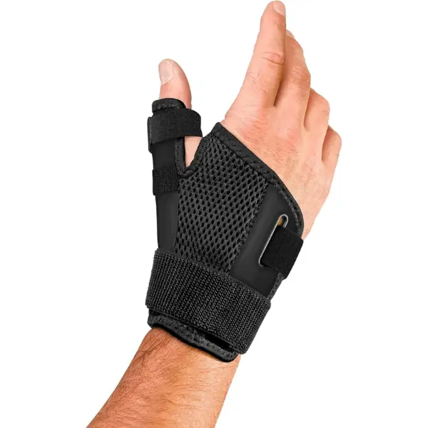 Thumb Brace Adjustable Thumb Support Splint for Men & Women, Wrist & Thumb Stabilizer for Daily Support, Fits Right or Left Hand, Black, One Size