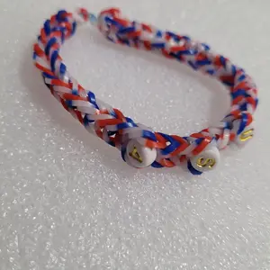 USA Rubber Band Bracelet with Red White and Blue Colors and Gold Letter