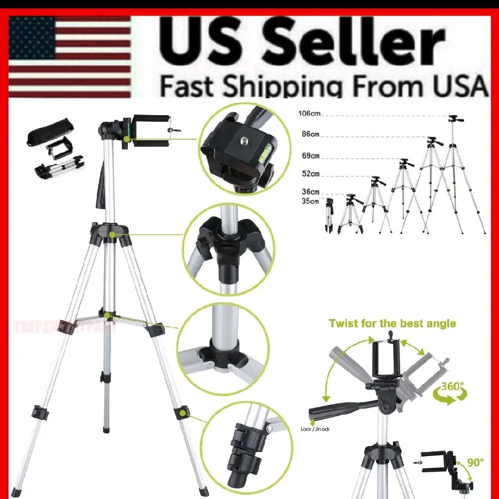 Professional Camera Tripod Stand Holder Mount For iPhone Samsung Cell Phone+ Bag