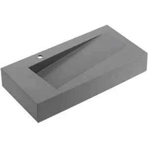36 in. Wall-Mount or Countertop Bathroom with Diamond Bowl Solid Surface in Matte Gray