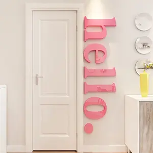 A Set Of Mirror 3D "Hello" Wall Stickers, Modern Style Door Murals, Self-adhesive Wall Stickers, Suitable For Halls, Porches, Living Rooms, Bedrooms, Offices, And Dormitories, Is An Ideal Choice For Families, Wall Decoration, And Home Decoration
