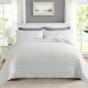 Quilt Sets,  Size 3 count -106"x96" Quilted Bedspread with Shams, Bedspread Coverlet White Lightweight -Stitch Bedding Decor for  Seasons