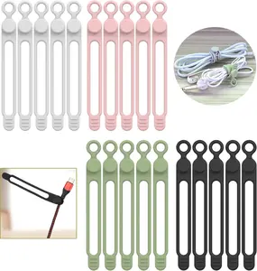 [20Pack]  Reusable Silicone Cable Ties – Multipurpose Elastic Cord Organizer for Cable Management, Wires & Bundling