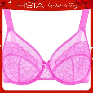 HSIA Neon Fizz Pink Floral Lace Underwire PLus Size Full Coverage Bra