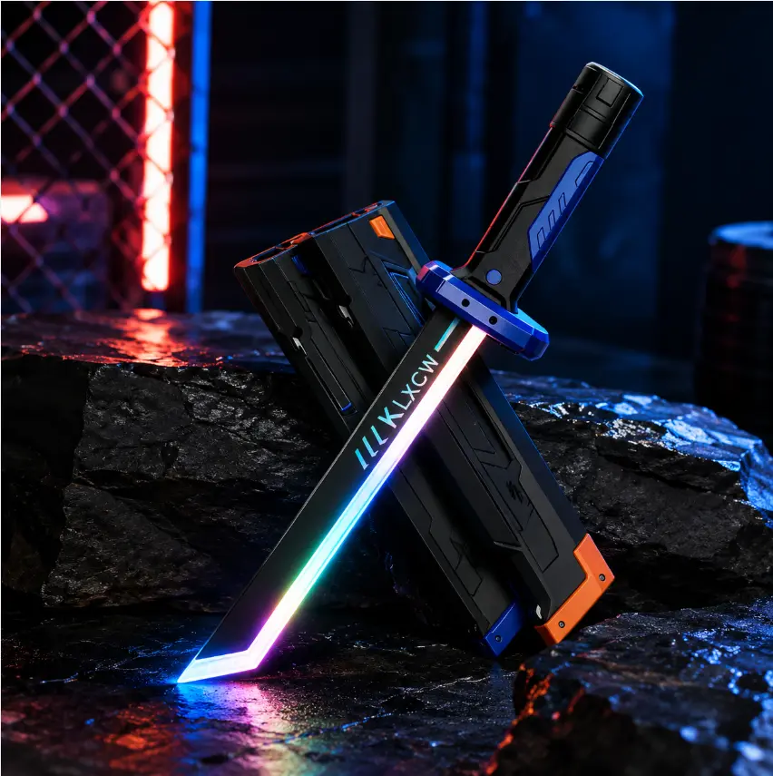 Colorful LED Light Up Sword Toy Rechargeable Light Saber Flash Toy Sword Laser Style Blade Light Effects Handheld Saber Toy With Sheath Interactive Role Play Costume Party Kids Boys Girls Birthday Gift Viral Finds Must Have