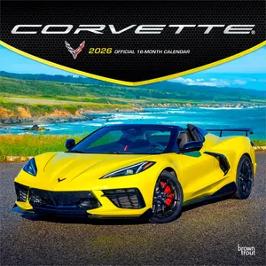 Corvette OFFICIAL | 2026 12 x 24 Inch (Hanging) Monthly Square Wall Calendar | Plastic-Free | BrownTrout | Chevrolet Motor Muscle Car