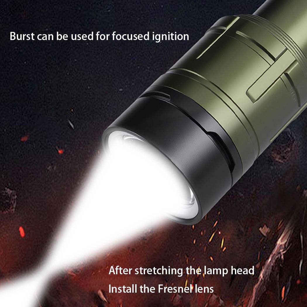 LED flashlight, high brightness, with a focusing lens, super bright rechargeable, 5000mah large battery, all-aluminum material, variable focus, five lighting modes, essential for camping, suitable for outdoor and home use