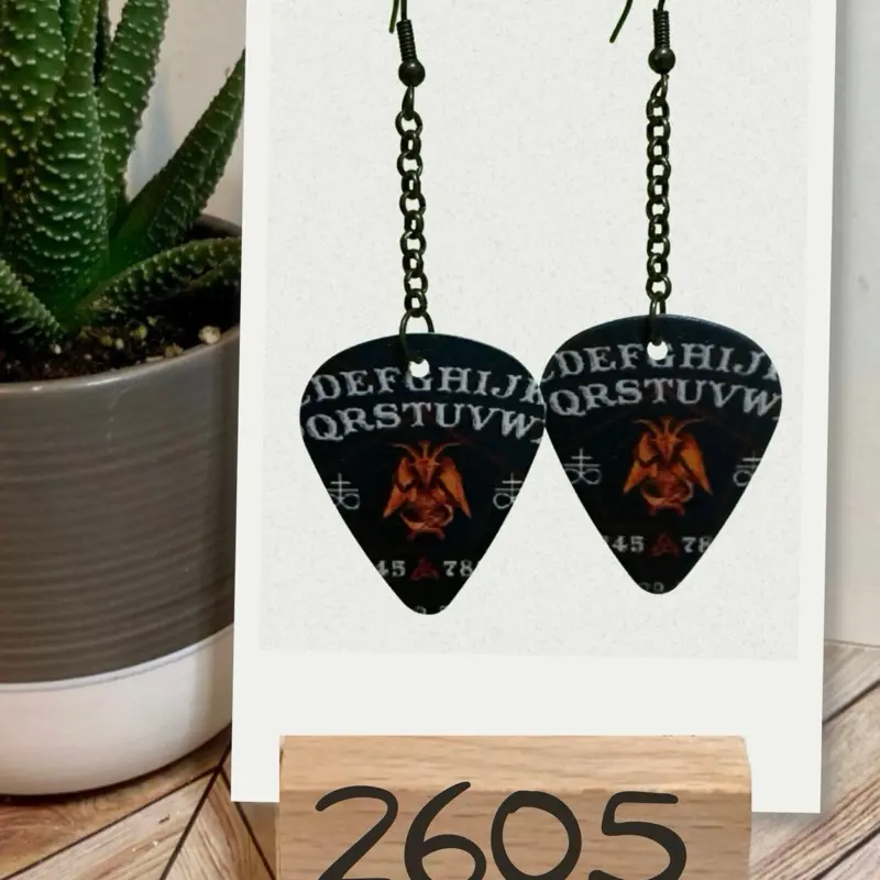 Ouija Board Guitar Pick Dangle Earrings - 2605