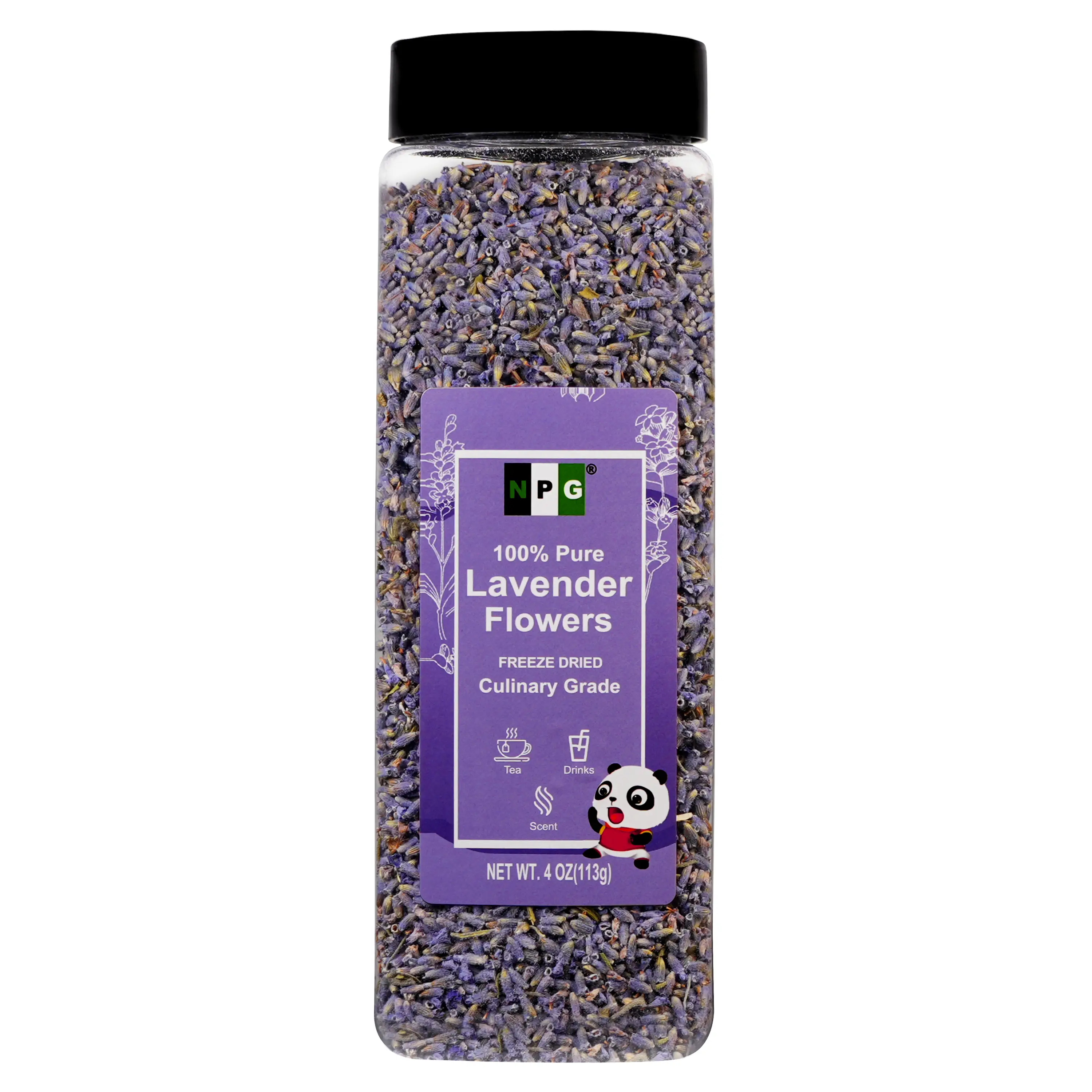 NPG Freeze Dried Lavender Flowers 4 Oz - Culinary Grade Lavender Buds for Tea, Bakery, Beverage, & More