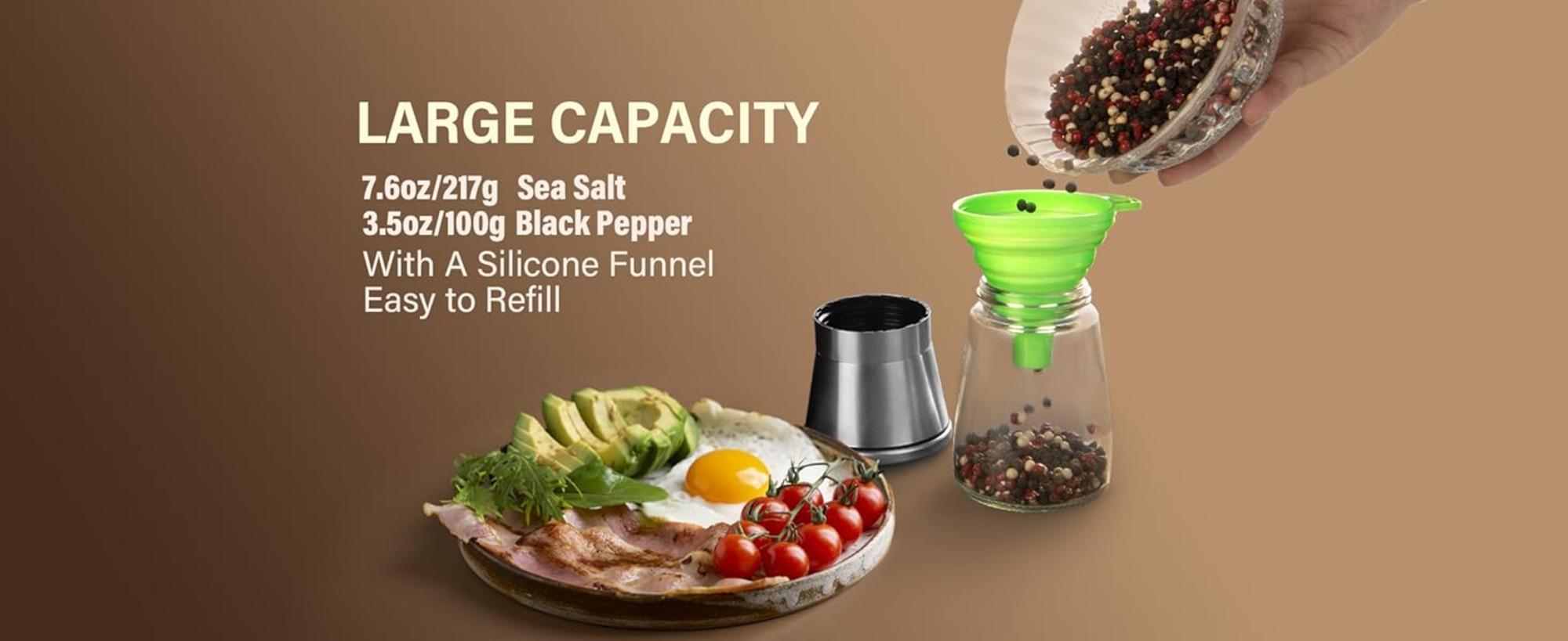 Bartans Manual kitchen Salt and Pepper Grinder Set Stainless Steel Cap Blades Shakers Easy Clean Ceramic Glass