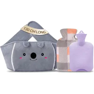 Hot Water Bag,Hot Water Bottle Rubber Warm Water Bag Pouch with Soft Waist Cover for Neck and Shoulder, Back,Hand, Legs, Waist Warm
