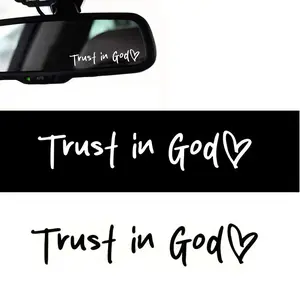 2PCS Car Stickers,Cars Decals,Car Accessories Trust in God Rearview Mirror Sticker,Auto Stickers and Decals,Auto Decals for Women,Trust in God Mirror Decoration,Fits Most Vehicles (Black+White)