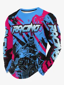 Atv All-Terrain Off-Road Long Sleeve Racing Suit, Fitted Casual Style, Long Sleeve, Spring & Fall Wear, Figure Pattern