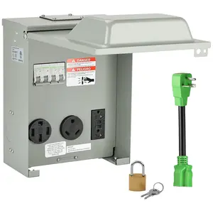 RV Temporary Power Outlet Panel with Breaker, ETL Listed 20 30 50 Amp RV Receptacle, RV Electrical Outlet Panel for RV, Camper, Travel