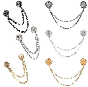 6Pcs Magnetic Clothing Clips with Chain, No-Pin Strong Magnet Shirt Ties, Multi-Function Hem Cincher for Pants Sleeves Hijab Scarves