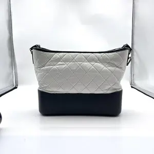 Pre-owned CHANEL H6 Black & White Solid Large Hobo Bag 50613