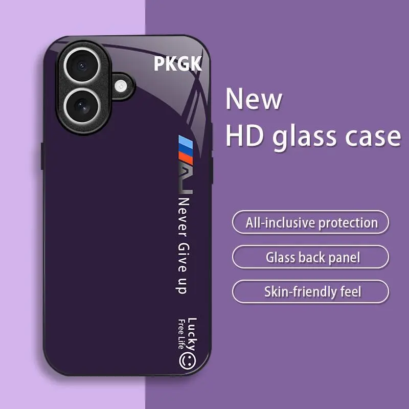 "Never Give Up" Acrylic Liquid Glass Smartphone Case - For iPhone 17, Ultra-Thin, Drop-Resistant, Scratch-Proof, Light Luxury Business Style, Handheld Cellphone Protection for Devices