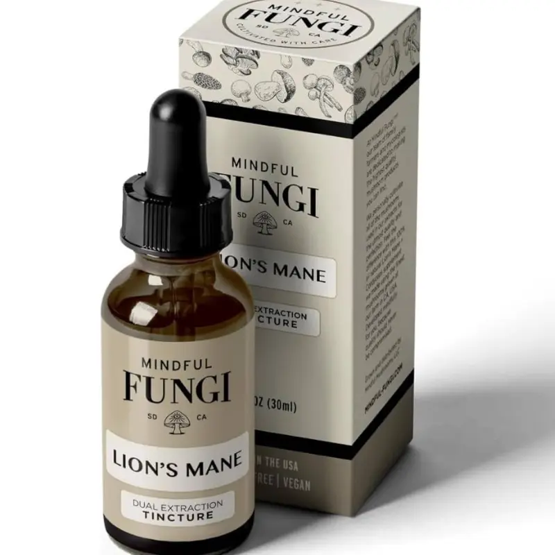 Mindful Fungi Lion’s Mane Mushrooms Supplement, Lion’s Mane Liquid Extract, Immune Support Supplement, Nootropic Brain Boost, Natural Gut Health 1 Fl Oz