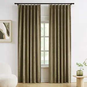 Mocha Brown Pinch Pleated Curtains  Chenille Light Filtering Window Curtains 84 inches for Living Room Bedroom Semi-Blackout Pinch Pleat Drapes with Hooks 2 Panels 36" Wx84L,