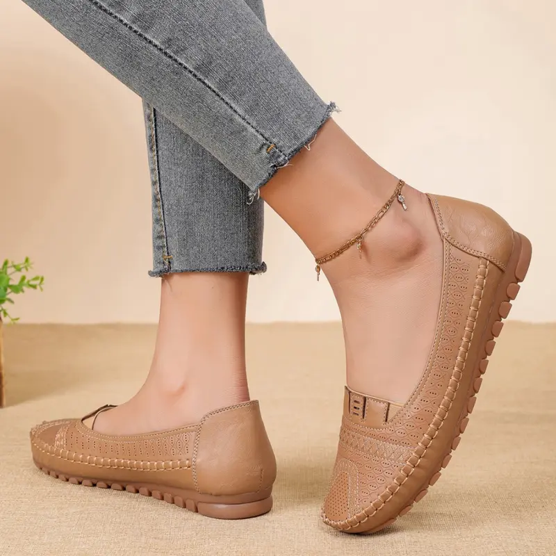 Goreyodoly Women's Loafers, Breathable Casual Flats, Wide Fit Lightweight Slip-On Shoes, Soft Rubber Sole, Anti-Slip, Everyday Comfort, Low-Cut Design, All-Season Wear for Commuting, Travel, Indoor and Outdoor Use