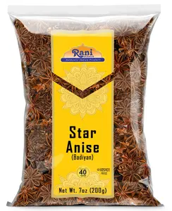 Rani Star Anise Seeds, Whole Pods (Badian Khatai) Spice 7oz (200g) ~ All Natural | Gluten Friendly | Kosher | Vegan | Whole Chinese Anise Star Sun Dried Spice, Anis Estrella / Illicium Verum, Widely Used for Baking, Drinks, Cooking, and Tea