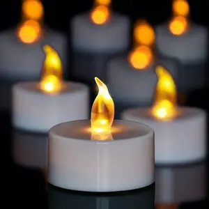 Battery Operated Tea Lights (24 Pack), Realistic Flickering Flameless Candles (200+ Hours), Soft Amber Glow for Home Decor, Dinner Party, Mother's Day Gift & Relaxation (Warm Yellow)