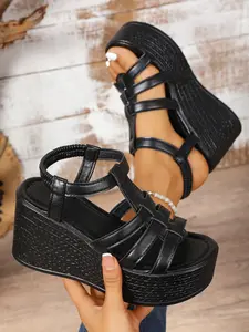 Women's Fashionable Cross Strap Platform Sandals, Casual Comfortable Platform Sandals for Beach Vacation, Female All-match Round Toe Sandals for Daily Wear, Walking Shoes, Adjustable Strap Sandals