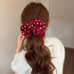 4pcs Large Double-Layer Scrunchies Set - Leopard Print, Polka Dot Designs, Soft Fabric, Vintage Aesthetic, Rich Colors, Secure Hold, Stylish Versatile Hair Ties for Daily Wear [010]